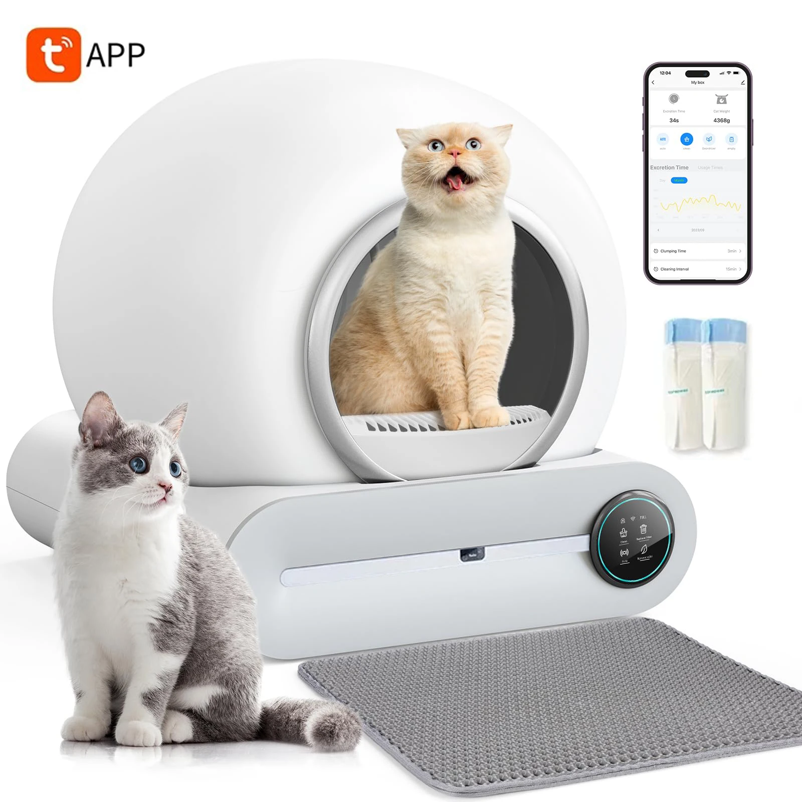 65l selbst reinigende Katzen toilette App-Steuerung geschlossen automatische Katzen toiletten extra