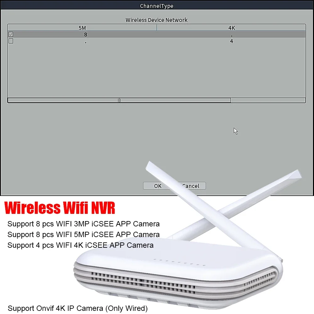 Imagem -02 - Mini Gravador Wifi para Sistema de Segurança sem Fio Nvr Slot para Cartão tf Detecção de Rosto P2p H.265 4ch 5mp 8ch 3mp Xmeye