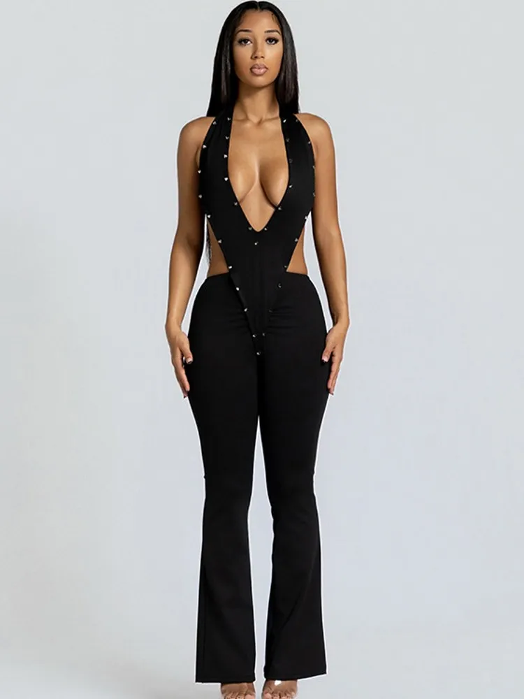 جمبسوت نسائي سادة لربيع وصيف بدون أكمام ورقبة على شكل حرف v بدون ظهر جمبسوت موضة ملابس الشارع الشهير سروال بنطلون 2026