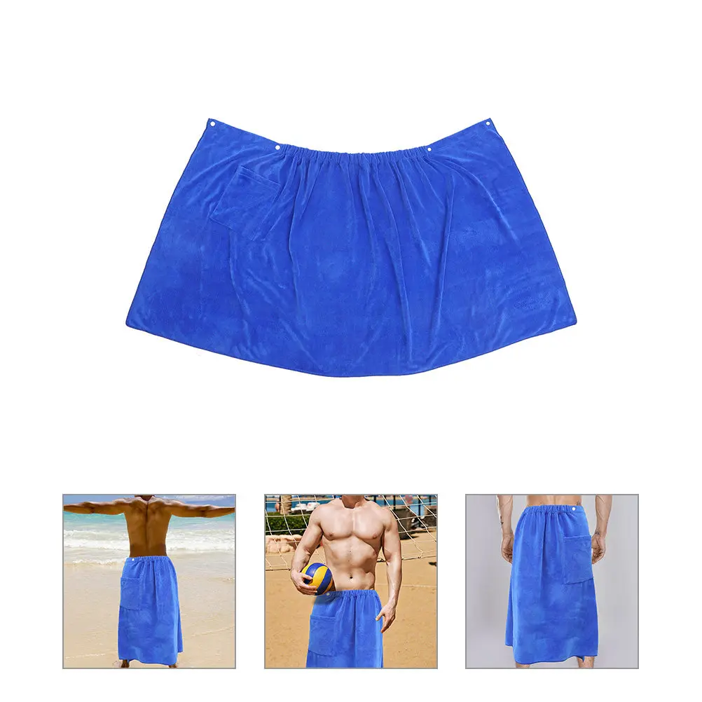 

Men Bath Towel Wrap Coral Fleece Soft Lightweight Quick Dry Absorbent Wearable Towel for Spa Shower Beach Body Wrap