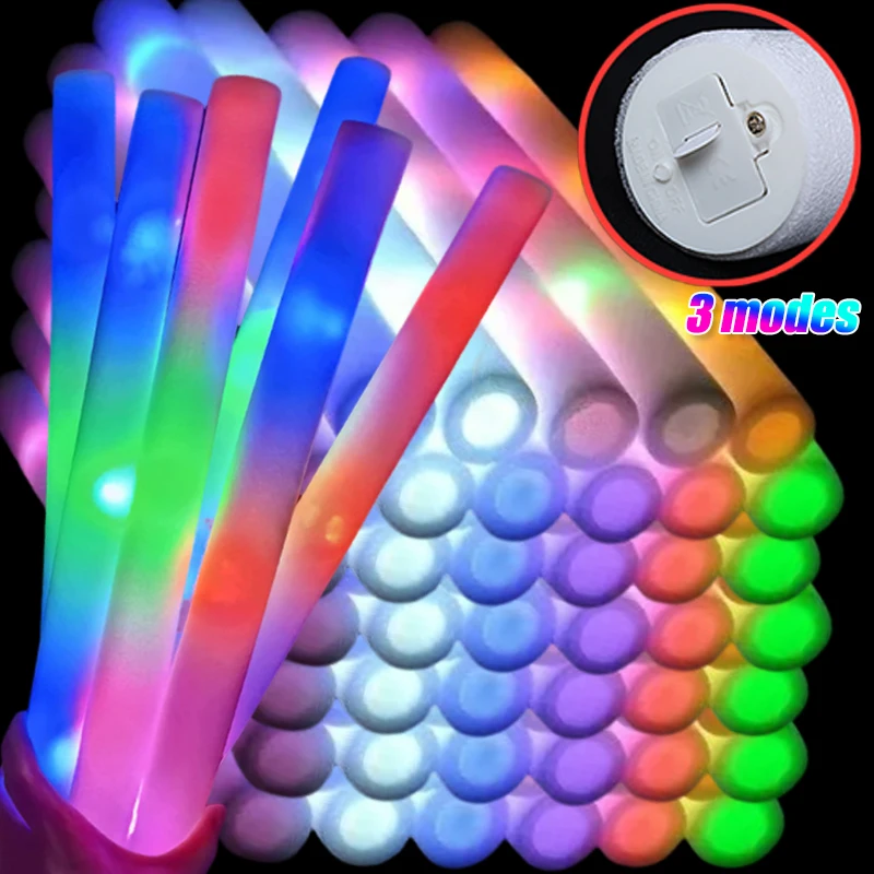 

10pcs LED Glow Sticks Bulk Colorful Glow Foam Stick Cheer Tube Dark Light for Xmas Birthday Wedding Party Supplies Concert Tool