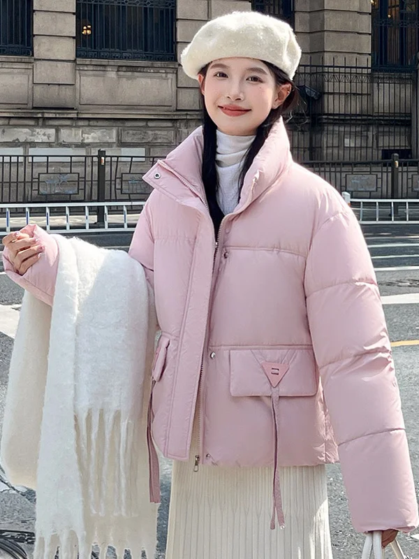 

Корейская утепленная куртка-пуховик для женщин, зимнее пальто для студенток, модная приталенная хлопковая куртка-пуховик прямого кроя