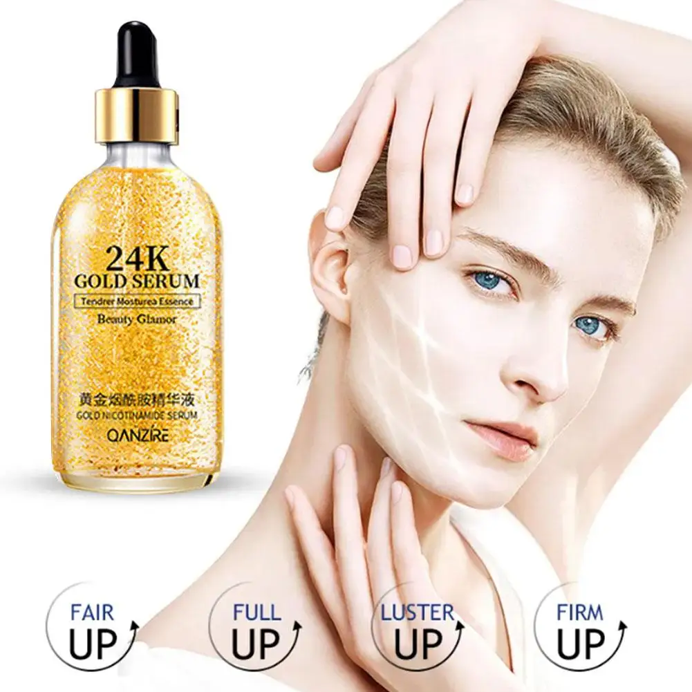 Serum Wajah emas 24k J1s7, Serum pelembap wajah asam hialuronat untuk kulit, Serum Anti Penuaan dan pemutih, Krim Siang Hari