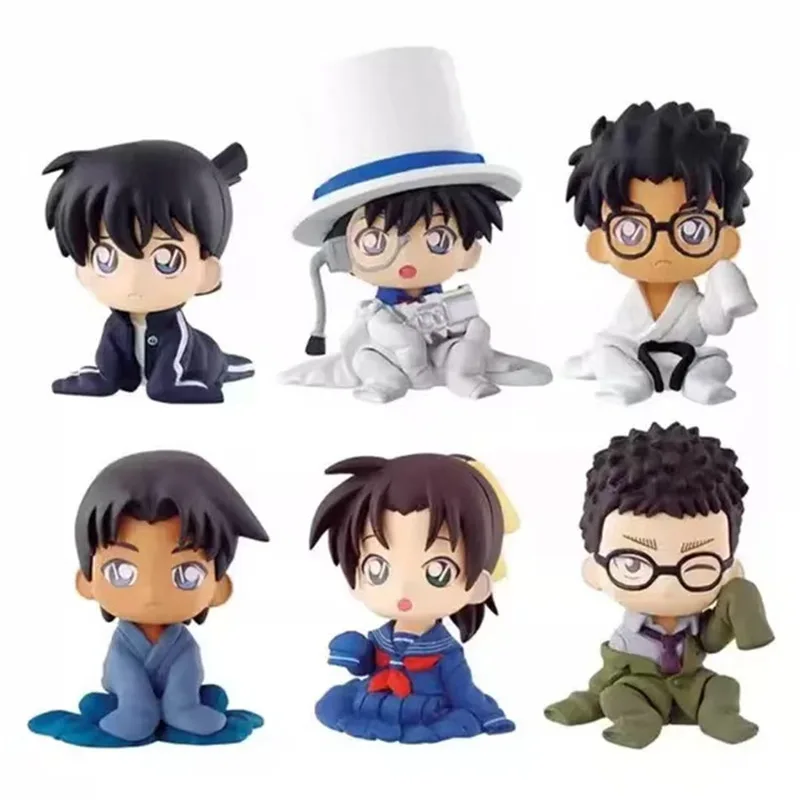 6 unids/set Anime Detective Conan kawaii Mini postura sentada figura de acción juguetes en miniatura de PVC muñeca decoración de escritorio regalos coleccionables