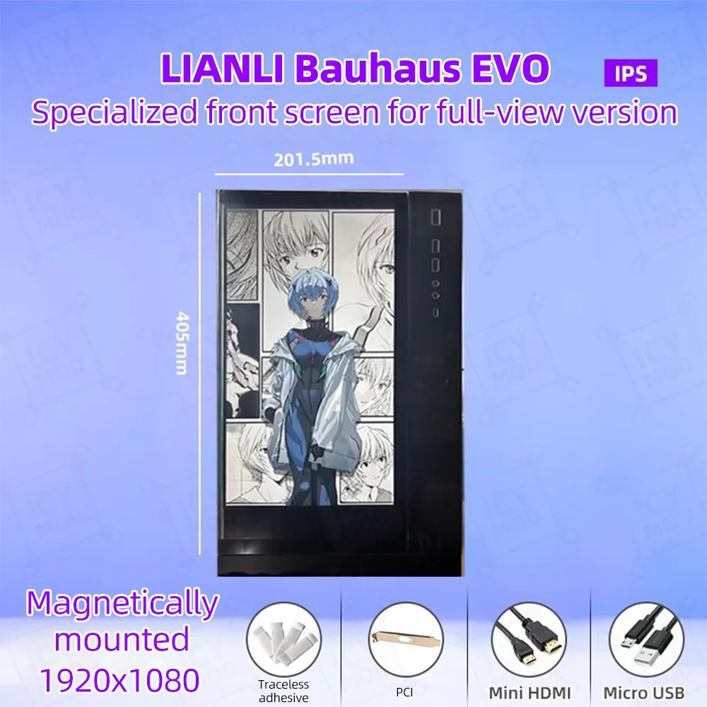 Secondary Screen For Lianli O11 Dynamic 17.3-inch LCD Front Replacement O11D EVO RGB HD 2K Monitor Gamers Refit 1920*1080 PC MOD