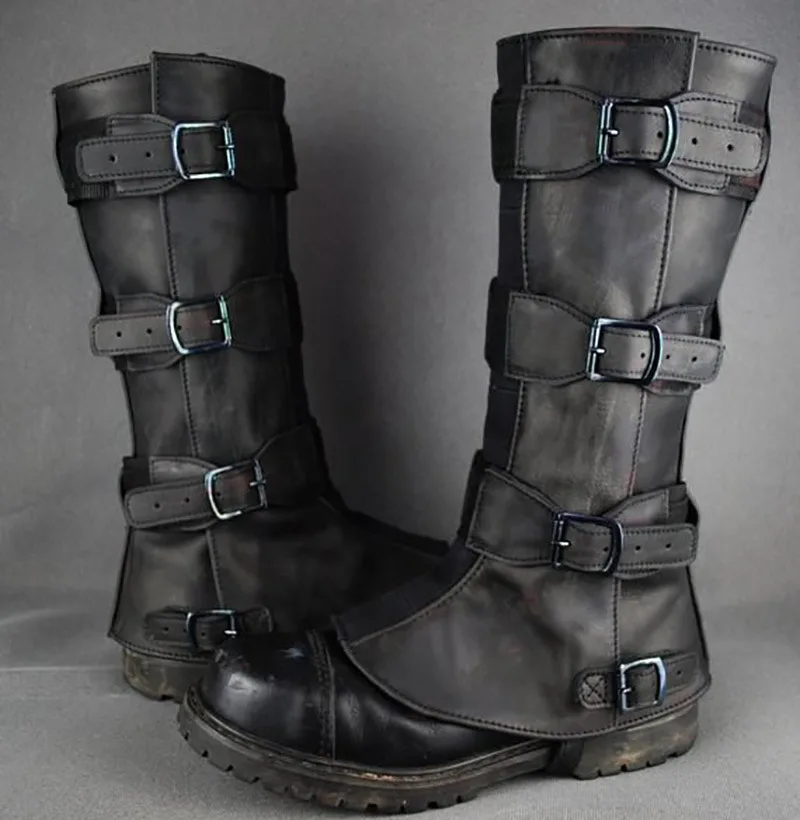 Mittelalterliche Motorrad-Beinschutzstiefel Steampunk Ritter Piraten Cosplay Kostüm Erwachsenen Halloween Renaissance Rüstungsleggings – Detail 11