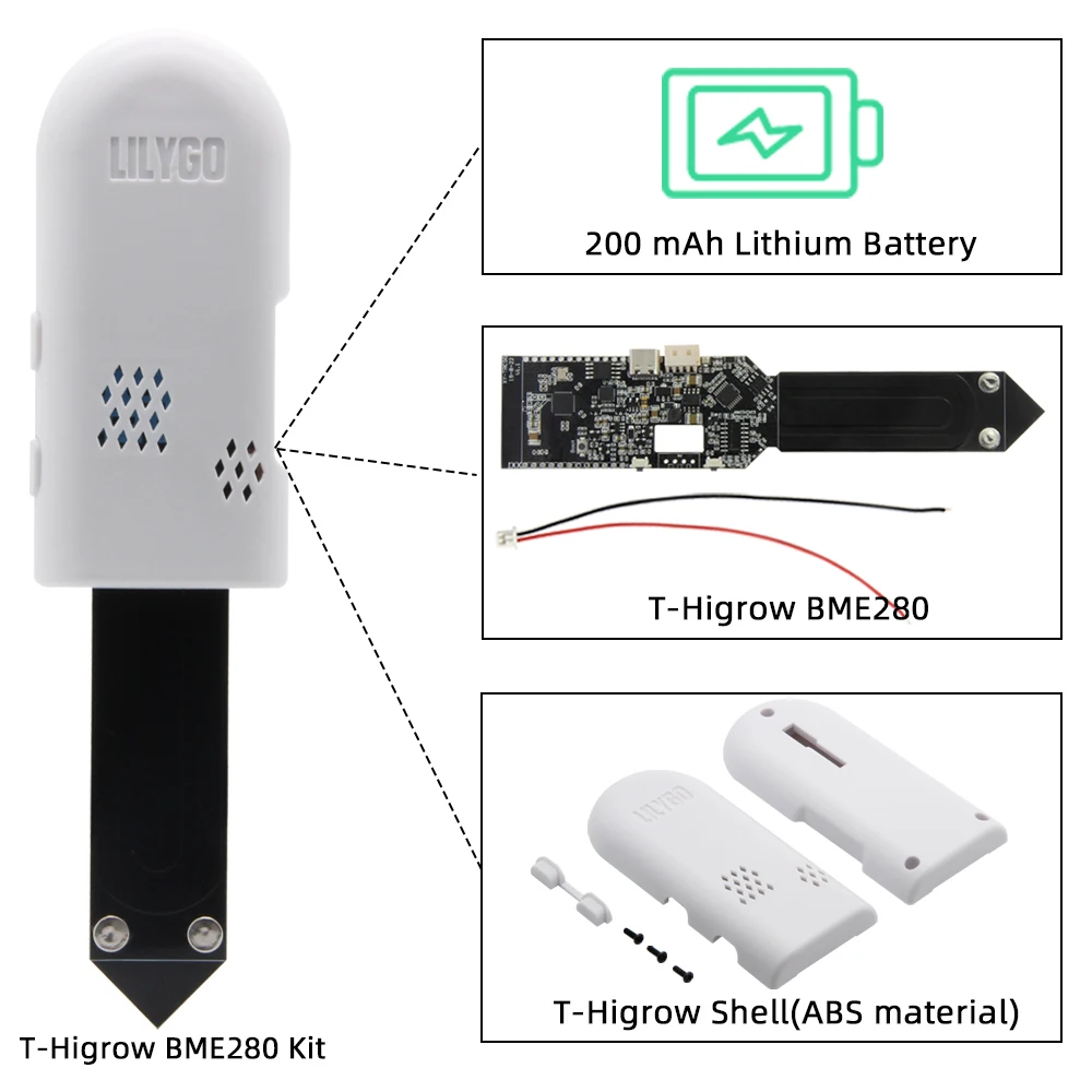 LILYGO® T-Higrow ESP32 Soil Tester DHT11 BEM280 Garden Flowers Temperature Moisture Sensor WiFi Bluetooth Wireless Control Meter