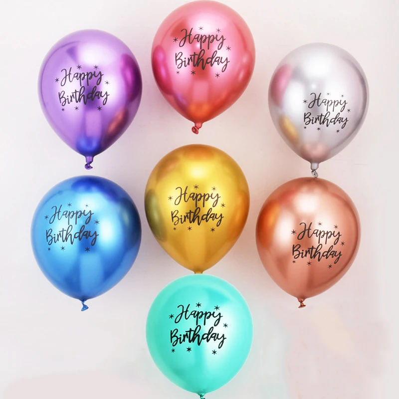 10/20/30Pc Gold Silver Blue Balloon Chrome Metal Ball Latex Balloon Color Happy Birthday Decoration Party Decor Helium Globos