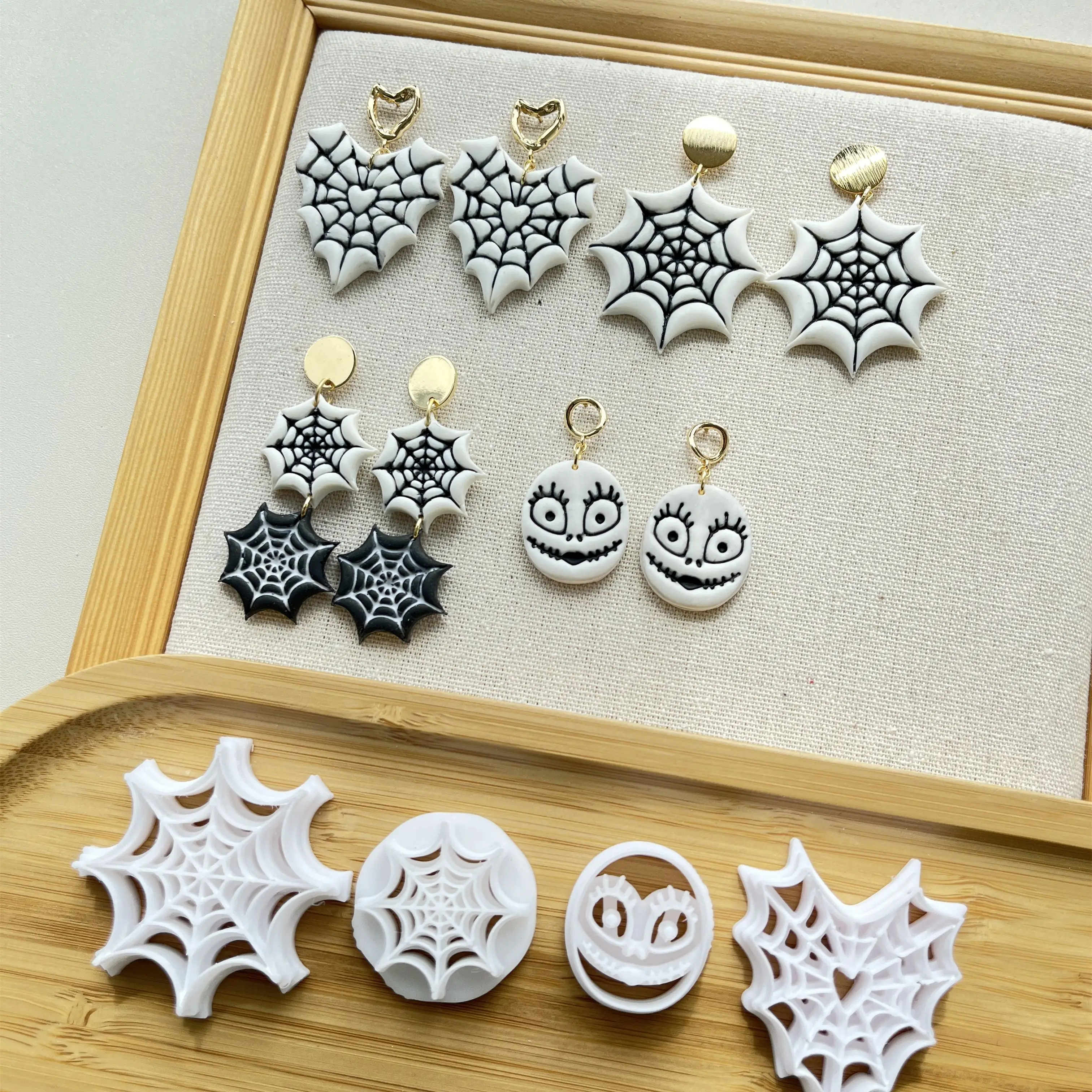 Halloween Series Horror Main Picture Spider Web/grimace Kid/polymer Clay Cutter Cutting Mold for DIY Earrings Jewelry Making