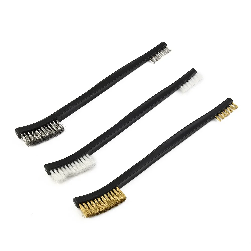 Brass Wire Brush Cleaning Fitter Grinder Metal Polishing Rust remover Set Supplies Tools 3pcs Black Stainless steel