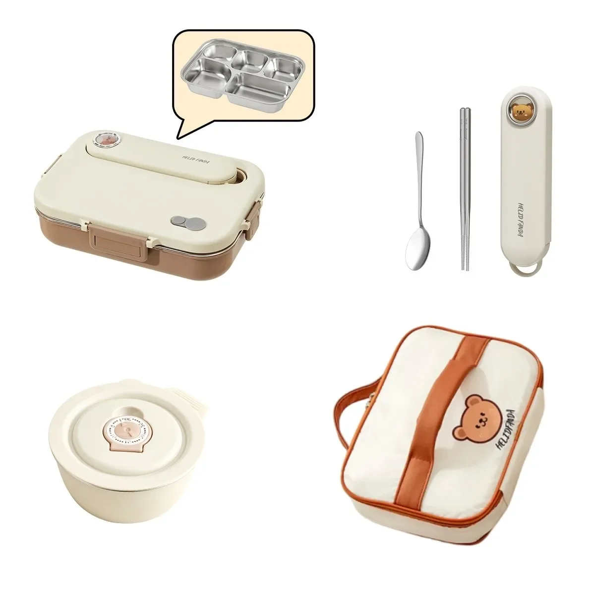 4/5 vakken, grote inhoud, lunchbox van roestvrij staal 304 met bestek, geschikt voor de magnetron, afsluitbare lunchcontainer voor kinderen en studenten.