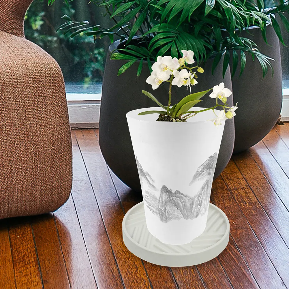 

Передвижная подставка для растений на колесиках, круглая, для горшечных растений, для дома, балкона, патио, с противоскользящей полосатой поверхностью, поддон для растений