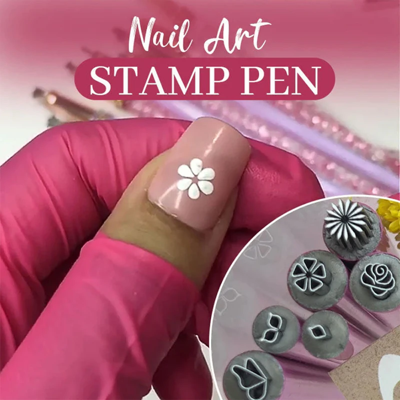 New Nail Art Stamp Pen Set Floral Butterfly Pattern Nail Graffiti Pen Flower Painting Drawing Nail Brush Stamp Pen Manicure Tool