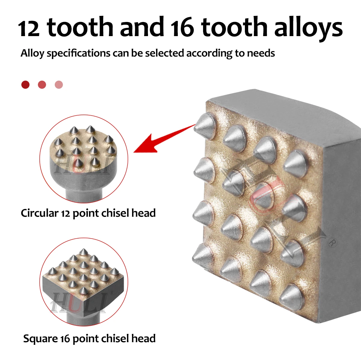Square, Circular, Five Pit,Hexagonal Handle 4/12/16 Tooth Chiseling Flower Hammer Drill Bit Concrete Ground Roughening Artifact