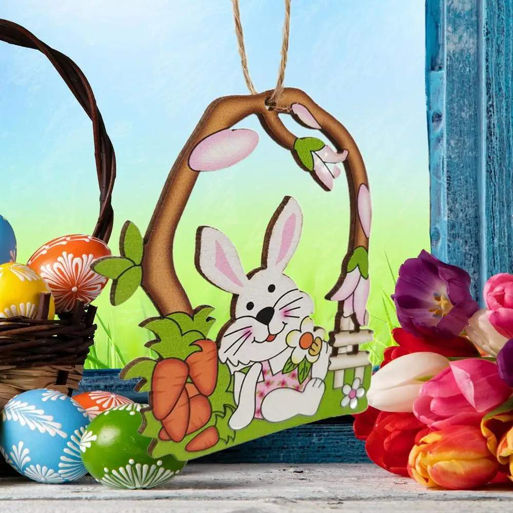 ไม้อีสเตอร์ไข่ Happy Easter ของตกแต่งงานปาร์ตี้สำหรับ Home สีสัน Bunny ไข่แขวนเครื่องประดับ DIY Craft เด็กของขวัญของเล่น