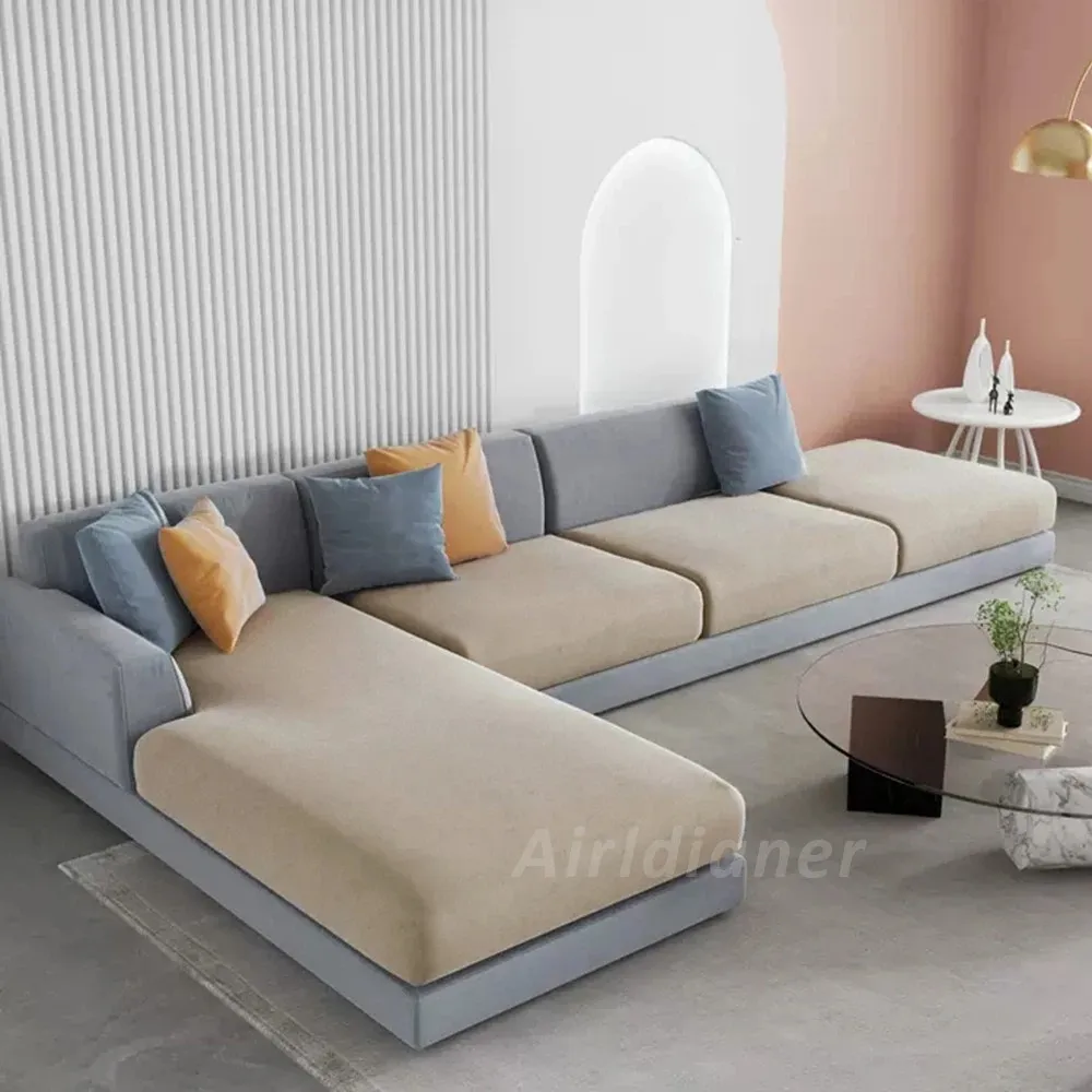 Super Soft Velvet Sofa Seat Cushion Cover For Living Room Thick Plush Sofa Covers Stretch L Shape Corner Armchair Sofa Slipcover