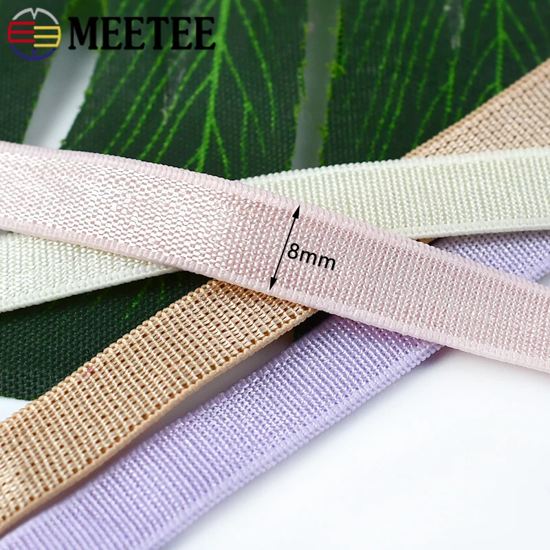 5/10/20M 8mm Nylon Elastic Band Bra Strap Rubber Bands Underwear Soft Stretch Belt Spring Ribbon Tape DIY Sewing Accessories