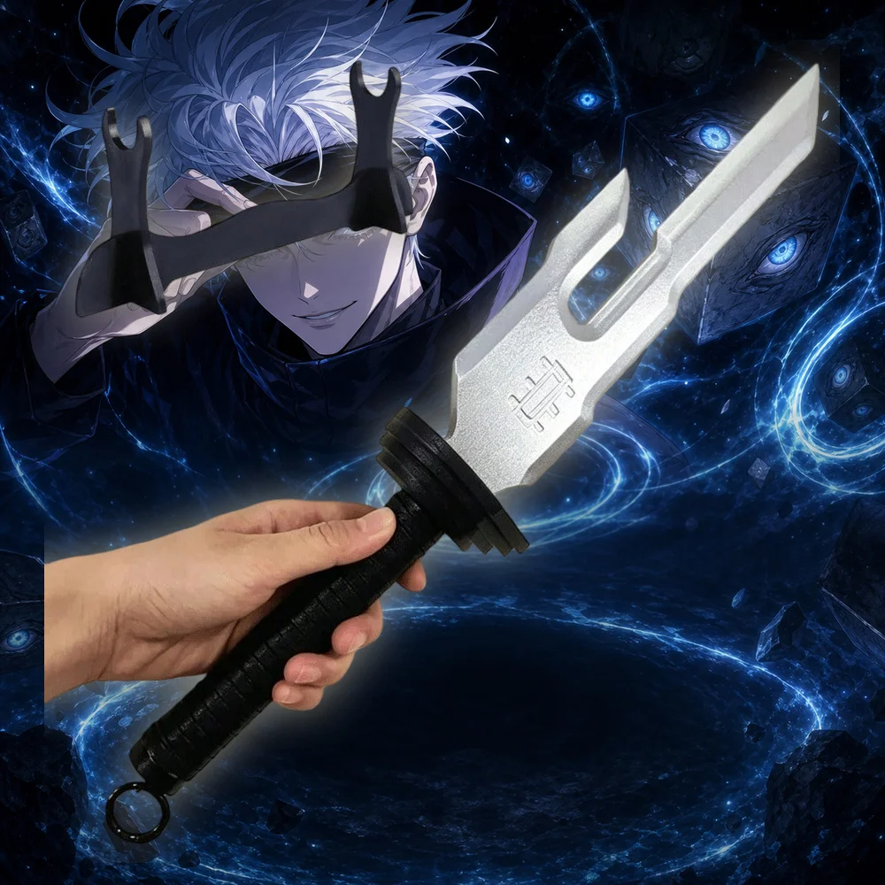 16inch 40cm Katana Sword Jujutsu Kaisen Gojo Satoru Tanto Short Blade Wood Bamboo Japanese Samurai Anime Cosplay Prop Stand Set Real Size Otaku Collectible Gift Toy Display Manga Ninja Knife Schwert Sabre Cursed Sword