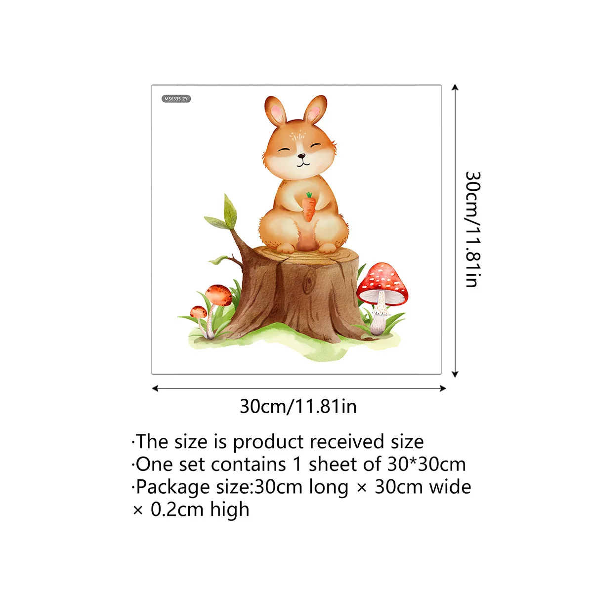 30*30cm Cartoon Cute Fun Squirrel Rabbit Decorative Toilet Stickers Bathroom Balcony Decoration Wall Stickers Ms6334