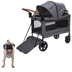 Large Cart 4 Wheels Adjustable 360 Rotating Convenient Rear Door Entry Breathable Windproof Pet Stroller Dog Trolley