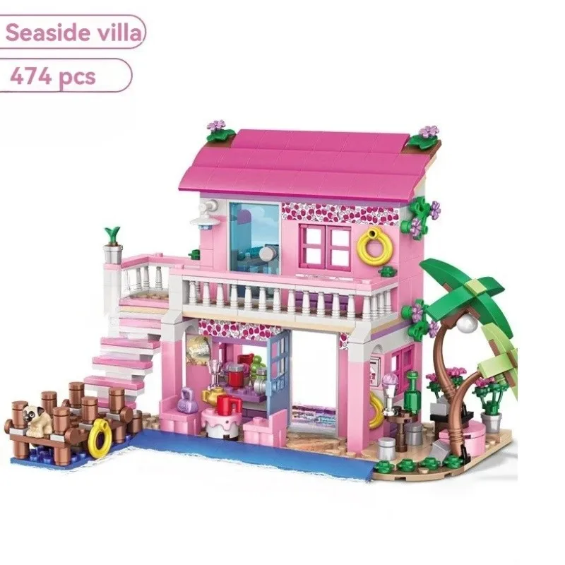 474PCS Friends City House Summer Holiday Seaside Villa Apartment Building Blocks Figures DIY Toys for Kid Girls Christmas Gift
