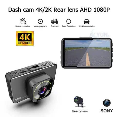 HD IPS 대시 캠, 자동차 DVR G-센서, 전면 후면 광각 야간 투시경, 블랙 박스, 차량 액세서리, 비디오 녹음기, 2K, 4K, 3 인치