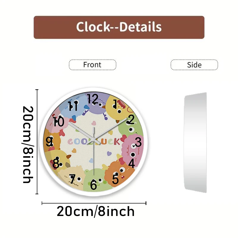 ساعة حائط معلقة على شكل رسوم كرتونية مستديرة صامتة، مناسبة لغرفة المعيشة والمدرسة وغرفة الدراسة وغرفة النوم وهدايا الأطفال