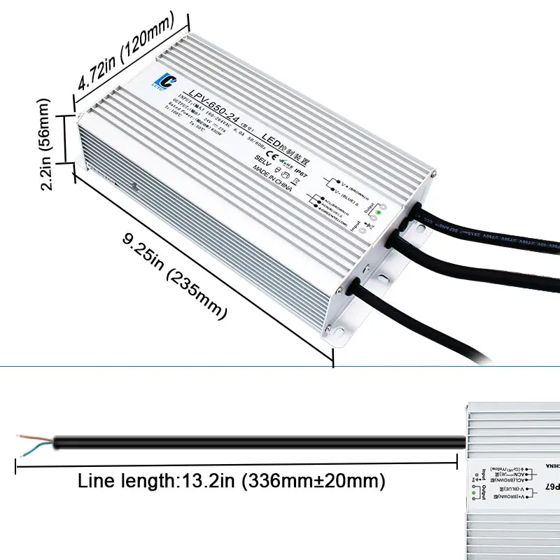 Waterproof Switching Power Supply LPV 650W fonte led AC To DC 24V 36V 48V 60V Constant Voltage LED Driver Lighting Transformer