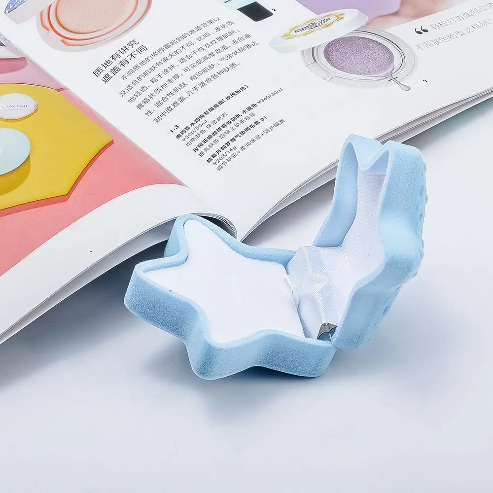 ブルーピンクカラードットパターンペンダントネックレスベルベットヒトデ形ジュエリー包装ジュエリーボックスディスプレイリング