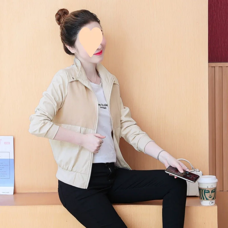 Women's Jacket 2025 Spring and Autumn New Top Loose and Versatile Casual Fashion Stand Collar Trench Coat Trend