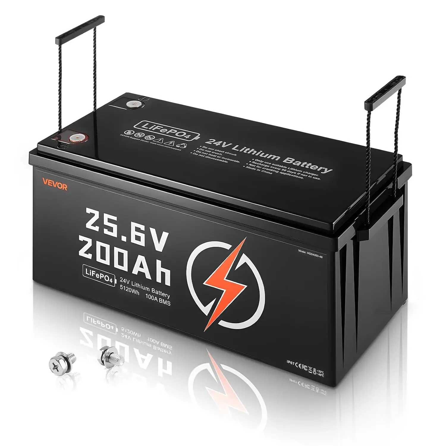 24V 200Ah LiFePO4 Lithium Battery 4000+ Cycles Built-in 100A BMS | for RV Camper Trolling Motors Marine, Max. 5120Wh,, Custom
