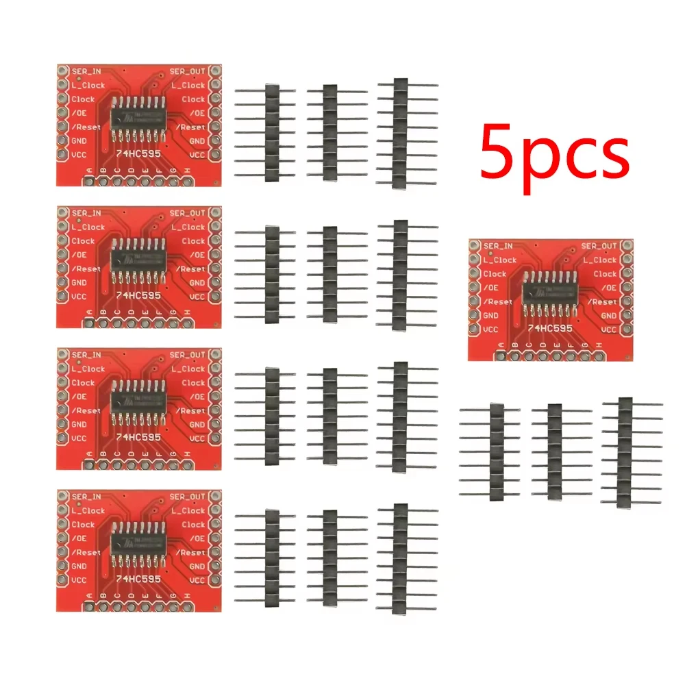 1-5pcs 74HC595 DC3.3-5V Módulo de placa de expansão Registro de mudança com agulha