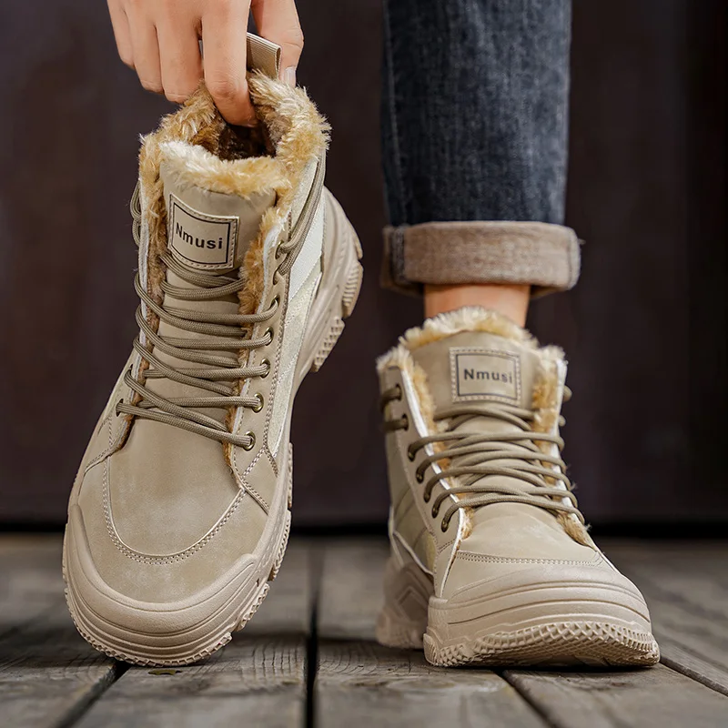 

Winter Hot Men's Windproof Boots, Autumn and Winter Thick Soled Warm Boots, Outdoor High Top Shoes, Men's Casual Fashion Boots