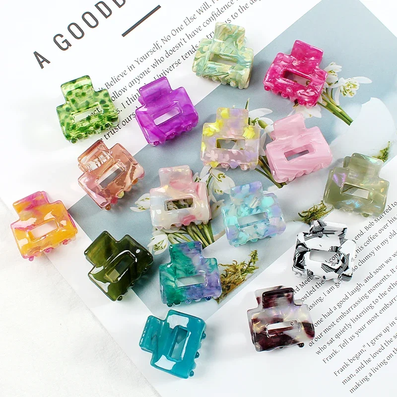 Acetate Mini Square Hollow Hairpin Crab Claw Clip Women\'s Hair Clips Girls Barrettes Bath Bundle Hair Accessories