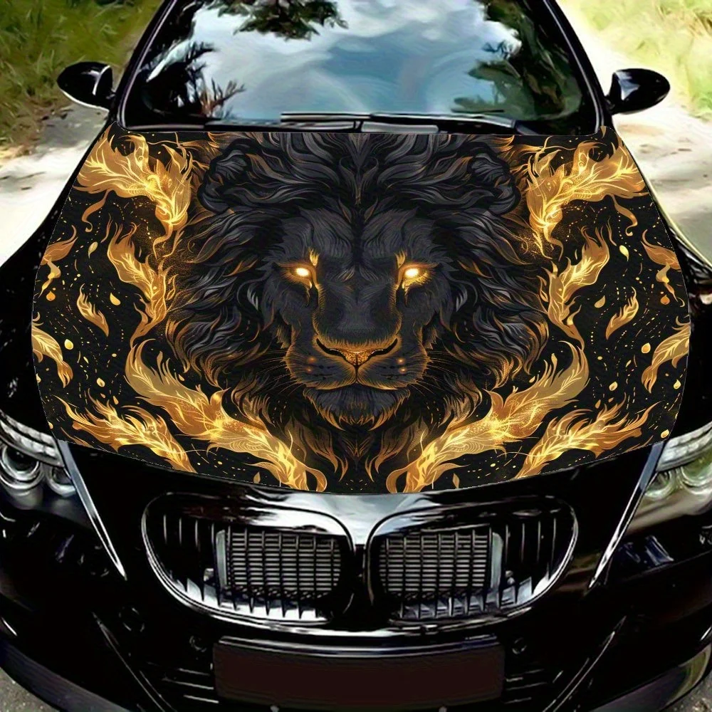 

Golden Flame Black Lion Art Decals, PVC Material, Waterproof And Scratch Resistant For Car Covers, SUVs, Trucks - Auto Accessori