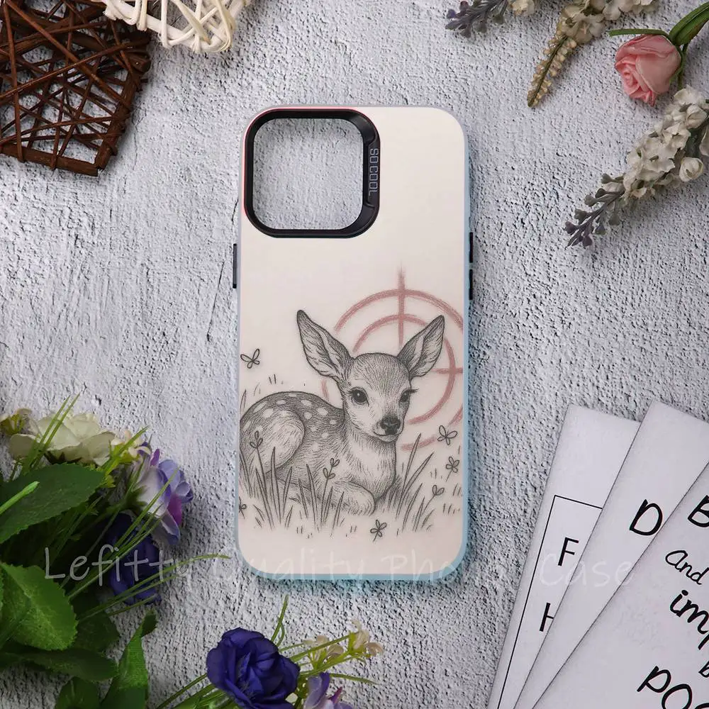 

Ins Korean Cute Pink Spotted Deer Phone Case For IPhone 16 15 14 13 12 11 Pro Max Matte Aurora Multicolor Laser Gradient Funda