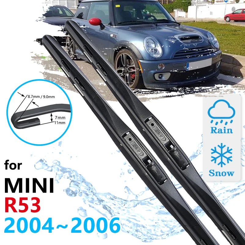 Car Front Wiper Blades For MINI R53 2004 2005 2006 Cutter Brushes Cleaning Windscreen Windshield Car Accessories  HYBRID 2PCS J