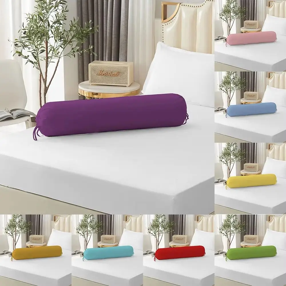 Solid Color Cylindrical Pillowcase Washable Durable Bolster Pillowslip Removable 106x35cm Pillow Sleeves Back Head Support