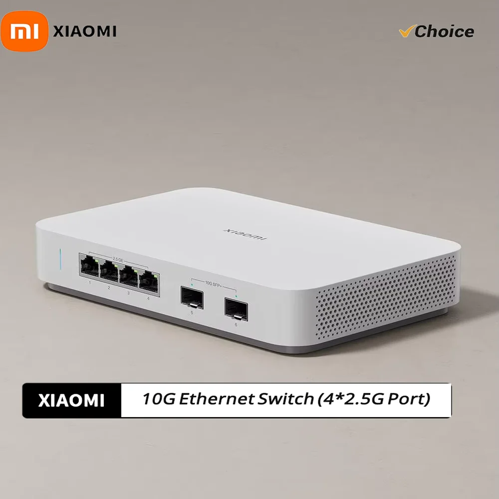 NEW Xiaomi 10G Ethernet Switch 4×2.5G+2×10GMbps Mini Network Switches VLAN Ethernet Splitter Lan Router 6 Ports Hub-Switch -CN