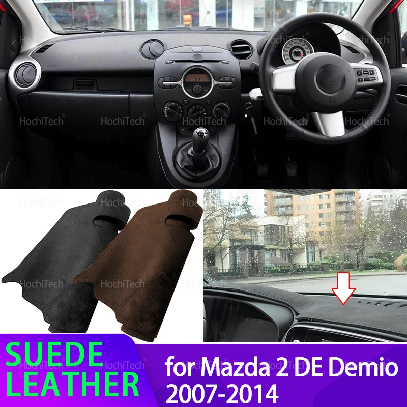 

Anti-UV Suede Leather Dashmat for Mazda 2 DE Demio 2007-2014 Black/Brown Dashboard Cover Sun Shade Carpet Pad Accessories