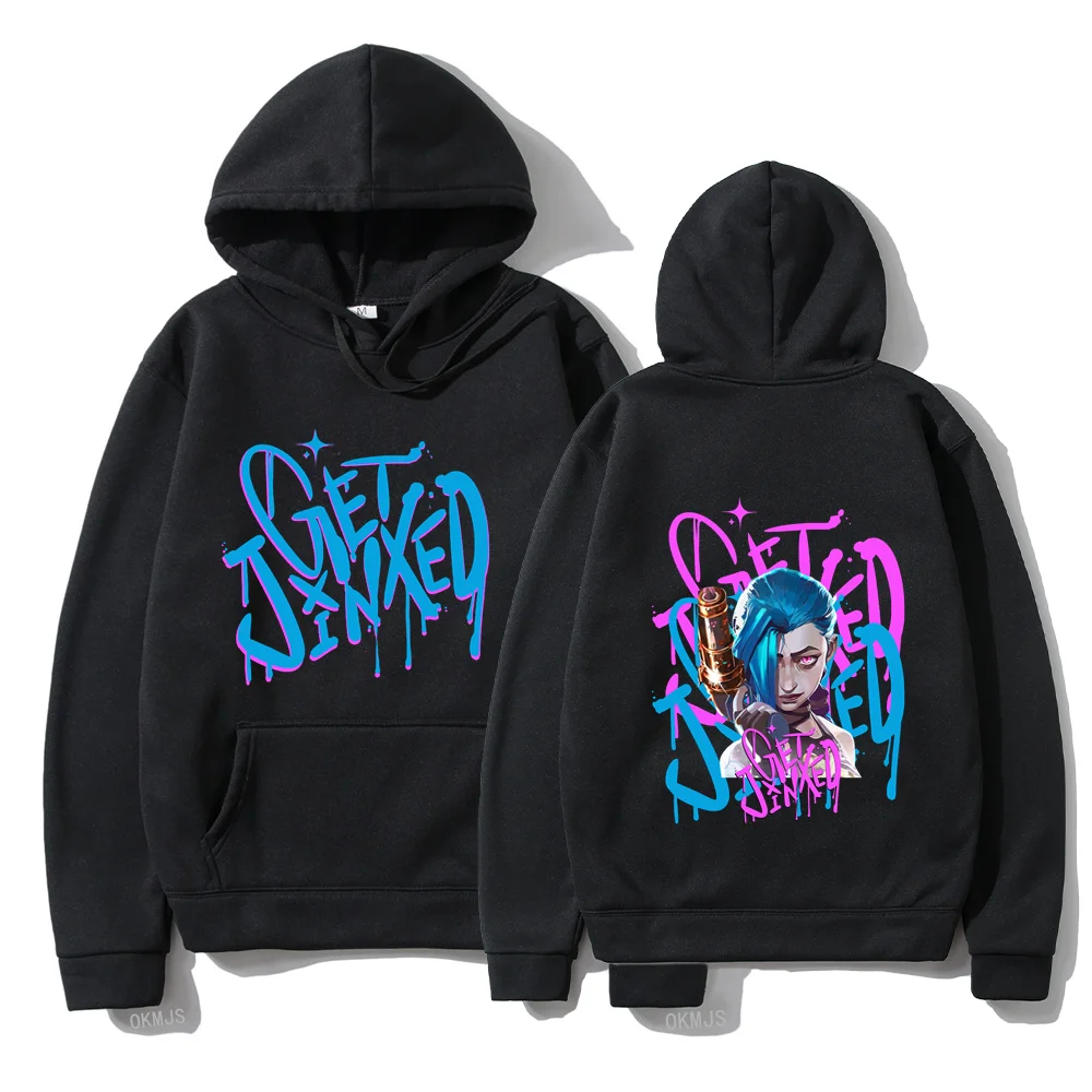 Arcane Jinx Cute Hooded Women Men Anime Print Harajuku Kawaii Hoodie Sweatshirt Cartoon Clothes Moletom Fashion Men Pullovers