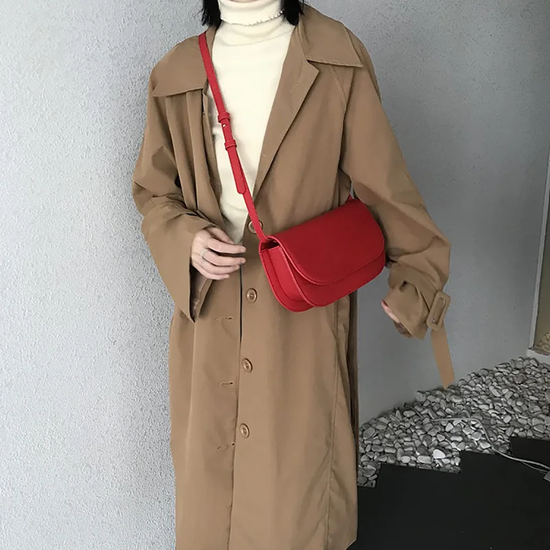 Fashion Red Simple Style Single Shoulder Crossbody Bag Korean Version Women\'s 2024 New Solid Small Square Bag Casual Pop Handbag