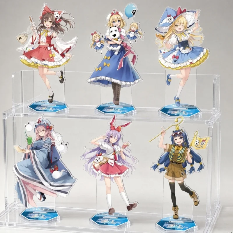 15CM Touhou Project Anime Hakurei Reimu Kirisame Marisa Game Acrylic Figure Stand Model Plate Desk Decor Cute Keychain Gifts