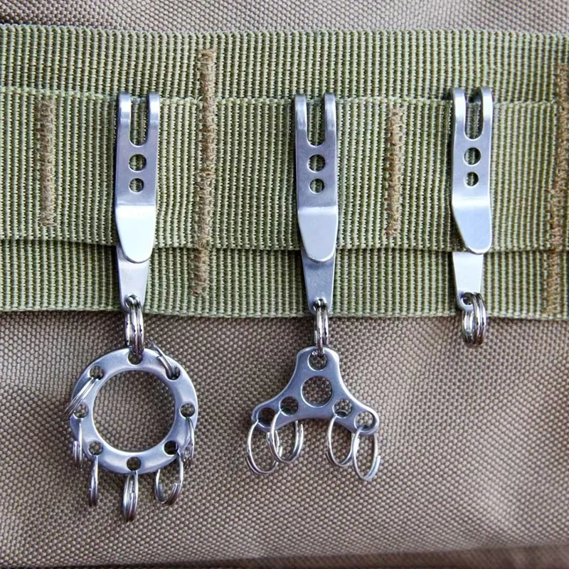 1PC Stainless Steel Multitool - Mini Pocket Clip & Carabiner, Waist Belt/Bag Hanging Key Buckle, Outdoor Camping EDC Gadget