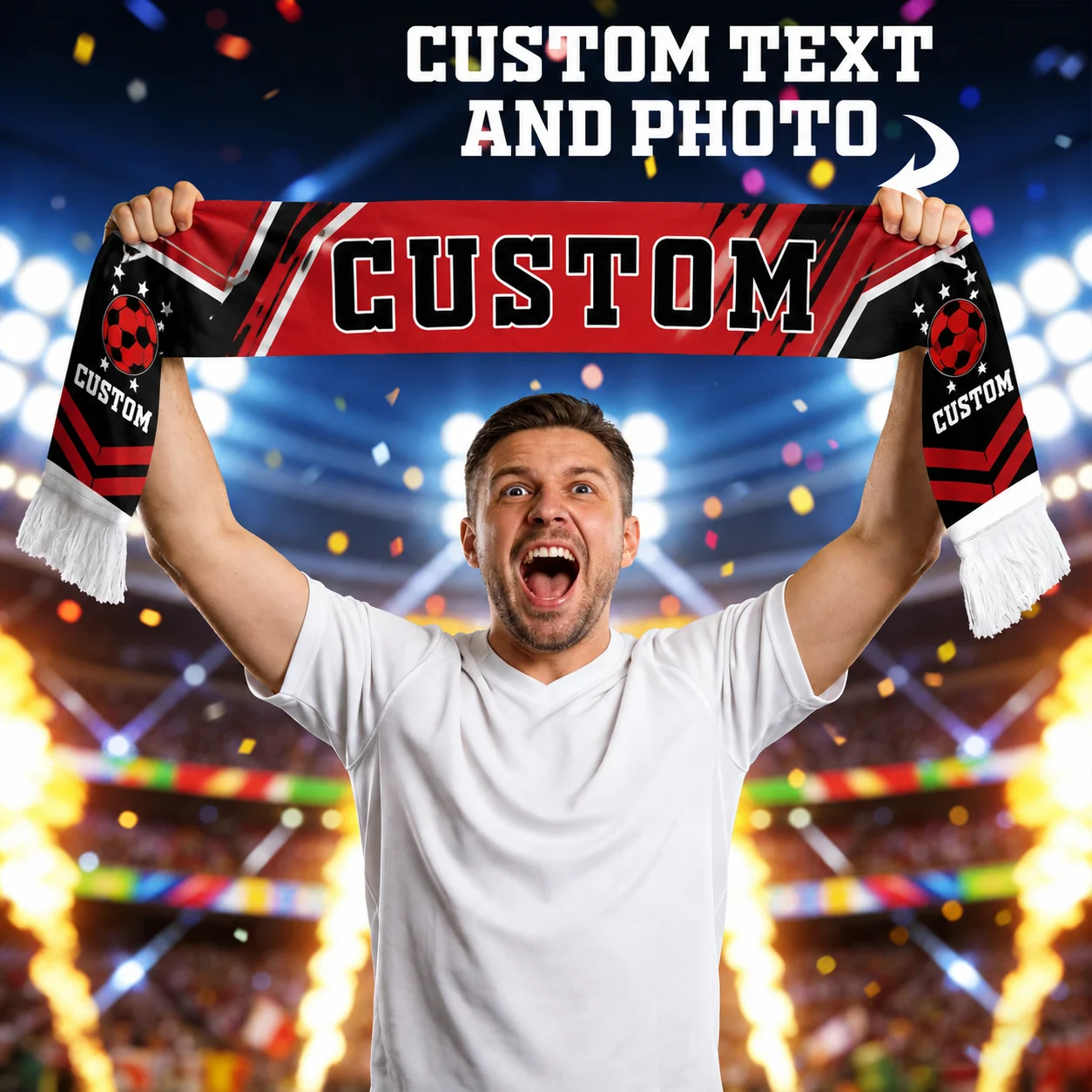 Custom Football Fan Scarf Argentina Brazil Portugal France Spain Canada USA Print Personalised Cheering Supporter Scarfs