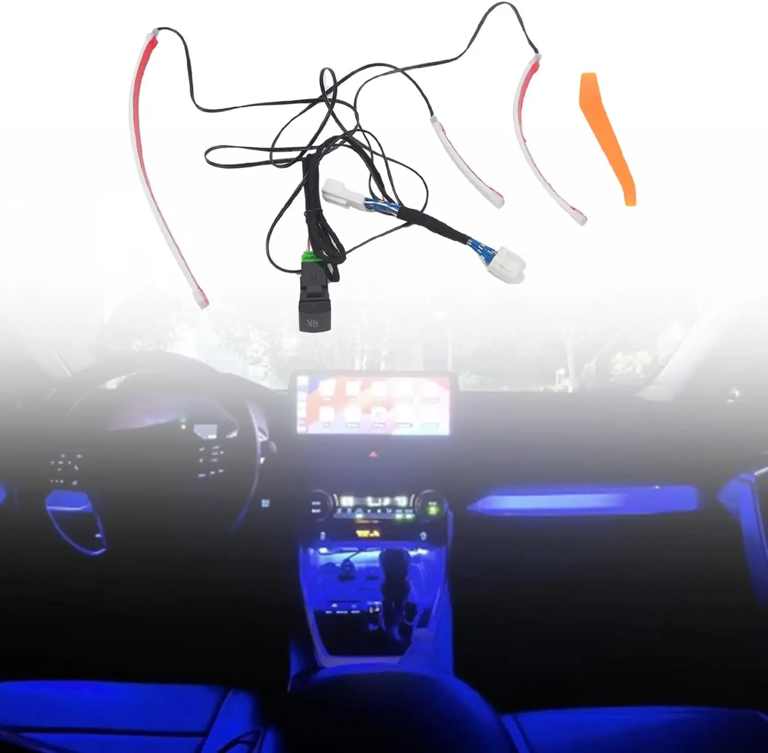 For Toyota  RAV4 XA50 (2019-2025) LED Car Interior Center Console Dashboard Light Bar with On & Off Switch Lamp Kit Strip 1set