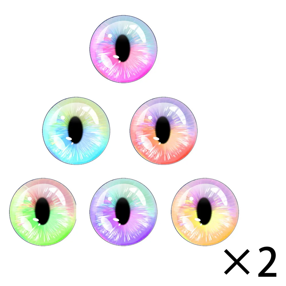 12pcs/bag  Dragon Eyes Chips Suitable14mm for Blythe Doll Super Thin Pupil Glass Cabochons DIY Accessories Bulk Wholesale