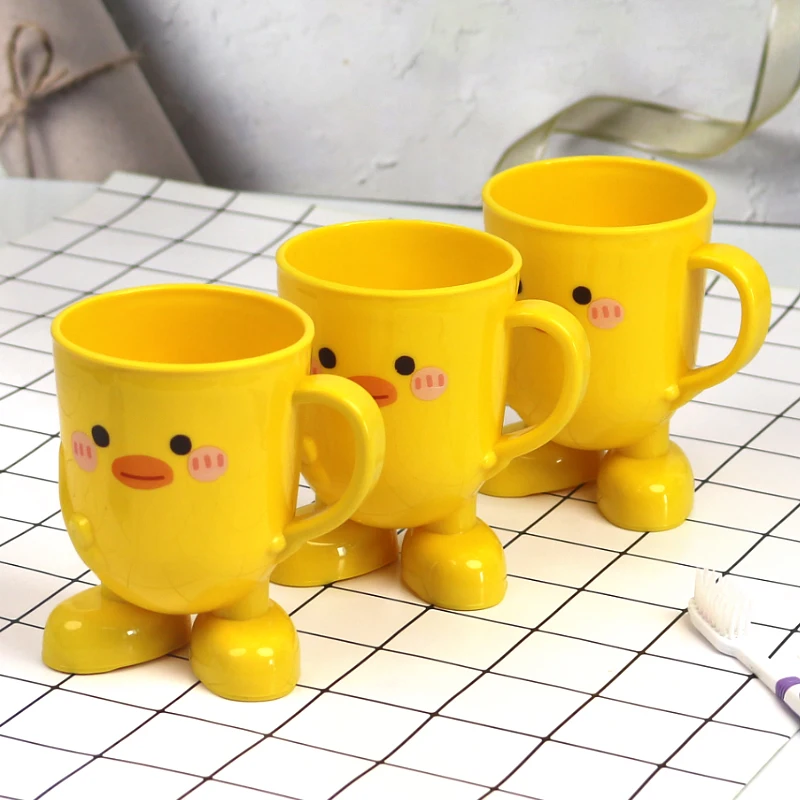 

Children's Toothbru Cup Home Simple Mouthwa Cup Cute Baby Anti-fall Creative Cartoon Little Yellow Du Plastic Tooth Tan...