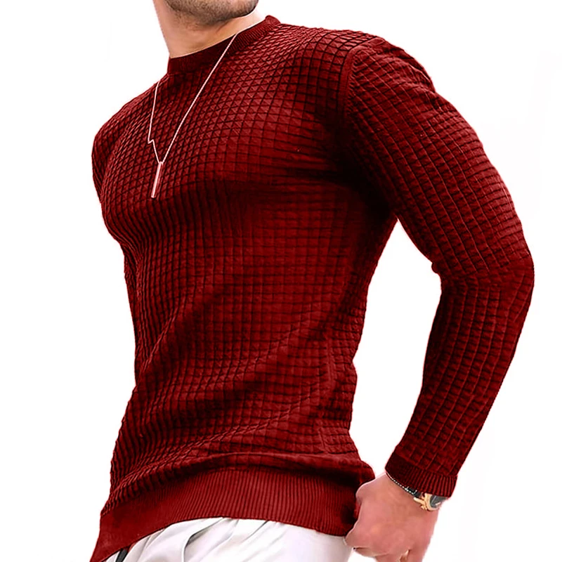 Sweatwear Men\'s Casual Long Sleeve Basic Knitted Sweater Pullover Male Round Collar Autumn Winter Tops Sweatshirts T-shirt