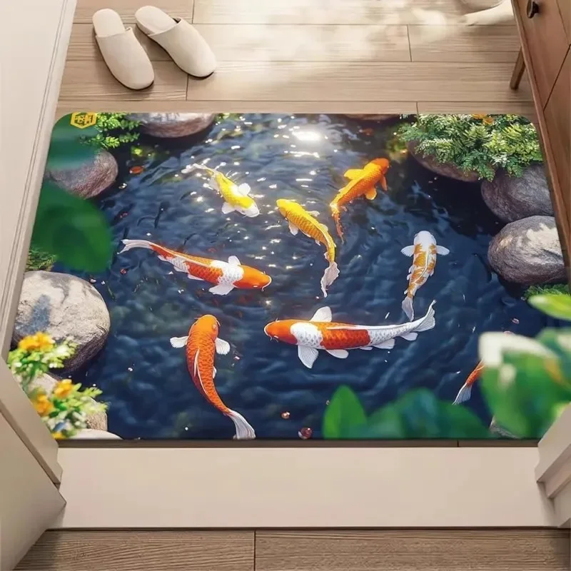 Newest 3D Optical Cat Round Hole Door Mat Daily Home Absorbent Anti-slip Carpet Living Room Bedroom Bathroom Doorway Decor Rug view 4